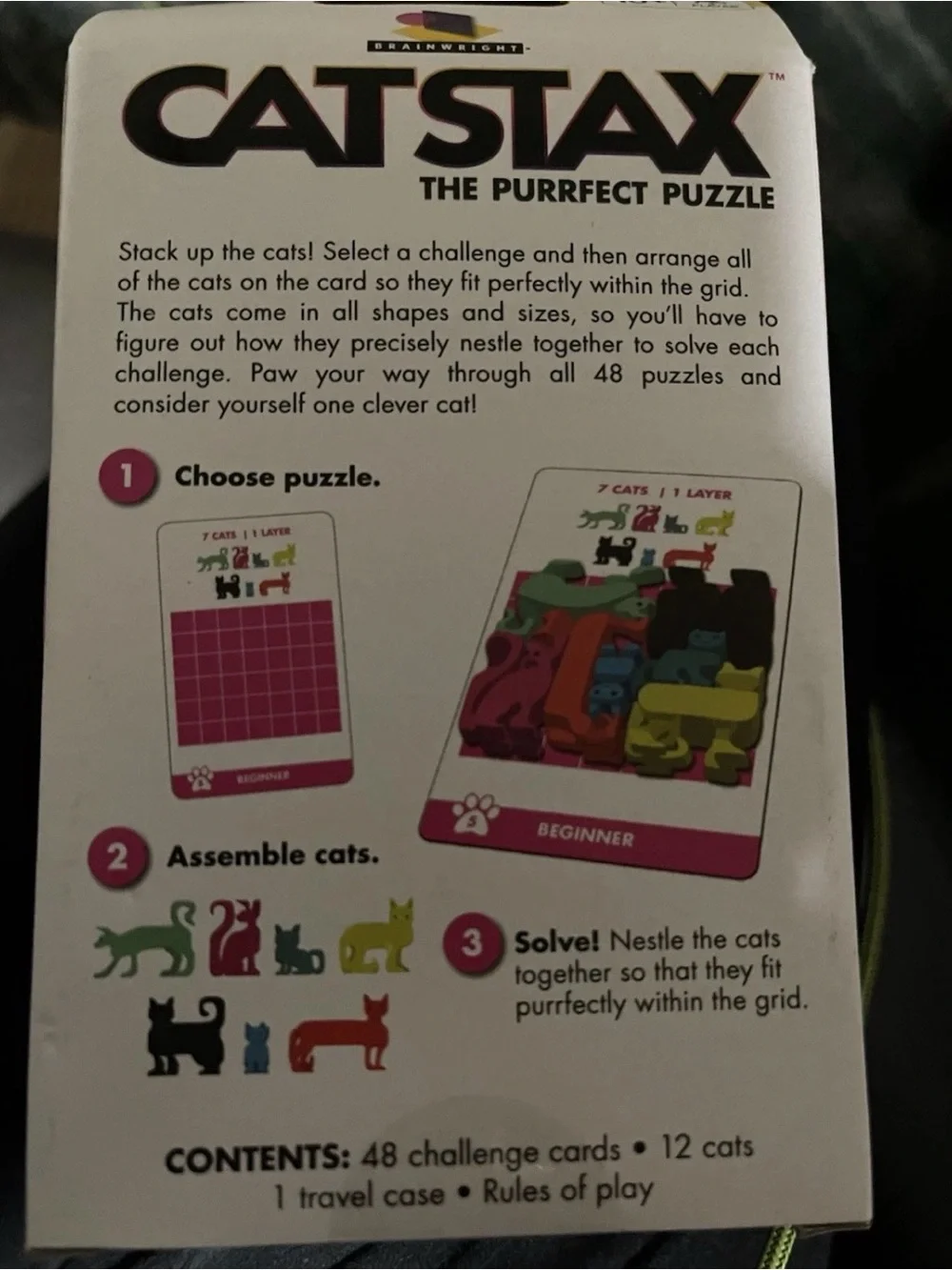 CAT STAX 48 Puzzles / Games In One-Brain teasers-Travel games